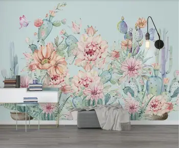 XUE SU Vlastné steny handričkou Nordic iny vietor osviežujúci krásne ručne maľované kaktus papier pozadí steny nástenná maľba