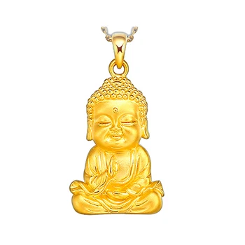 Čistý 24K Žlté Zlato Prívesok 3D Ťažké Zlaté Buddha Náhrdelník Prívesok Ťažké Zlatý Prívesok