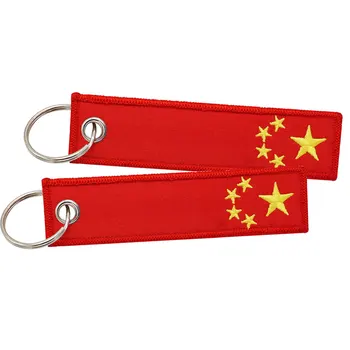 Čína Vlajkou Výšivky Keychain s Keyring