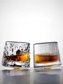 Ľadovec Poháre sklo Krištáľ tvorivé slivka ovocie rotujúce whisky tichom sklo