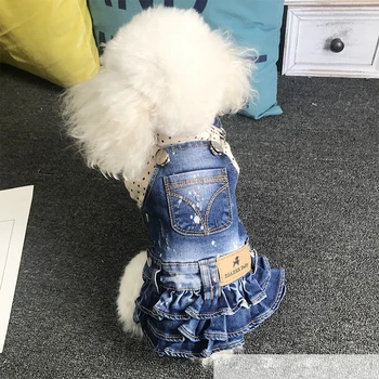 Šteňa Dievča Psa Džínsové Oblečenie Na Jar Jean Šaty Pre Psov, Oblečenie Pre Pet Mačky Chihuahua Malé Stredné Plemená Psov Sukne Popruh Šaty