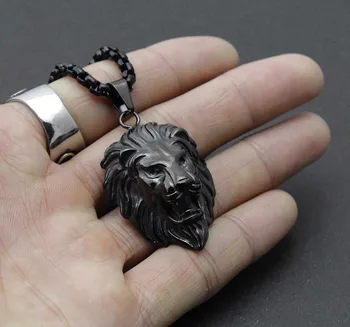 Ťažké Black Lion Hlavu Prívesok Náhrdelník Jemné Poľa Reťazca Módne Choker Odkaz Pevné Nerezové Oceľové Šperky Príslušenstvo Horúce Predaj
