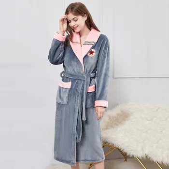 Ženy Flanelové Kimono Župan Sleepwear Bežné Župan Sleeprobe Odev Teplé Ženské Župane Nové Zimné Oblečenie Pre Voľný Čas Nightgown
