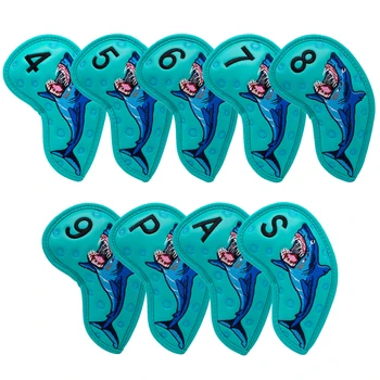 Žralok Dizajn Golf Železa Hlavy Pokrýva Železa Headovers s Modrou Farbou 4-9 ASP 9pcs