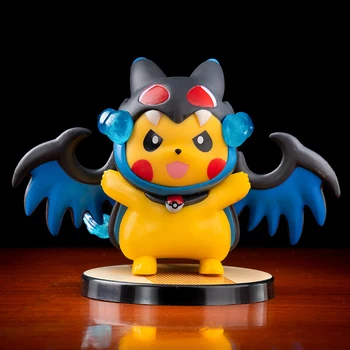 10 cm PVC Anime Pokémon Pikachu Cos Charizard Auto Dekorácie detské Hračky Vybavenie Výrobkov Kawaii Vianočný Darček