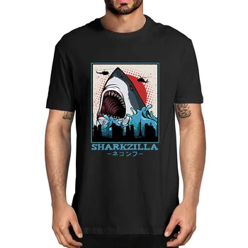 100% Bavlna Sharkzilla Hlad Zábavné Shark Týždeň Žraloky Japonsko Milenca Sarkastický Podivínský Lete Mužov Novinka T-Shirt Ženy Mäkké Čaj