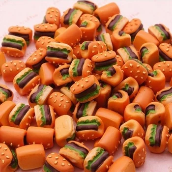 10pcs 12*10 mm Kawaii hamburg živicové imitácie potravín umenie flatback cabochon DIY candy jedlo dekorácie