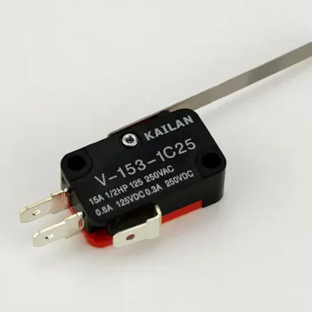 10Pcs Limitný Spínač V-153-1C25 Dlhé Rovné Rameno Závesu SPDT, Micro Switch 15A
