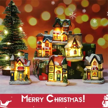 2022 Vianočné Ozdoby, Vianočné Dom Svetlo Živice Malý Dom Micro Krajiny Živice Dom Detinské Ozdoby Na Vianočný Darček