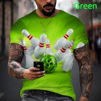 2023 pánskej Módy 3D Vytlačené T-Shirt Bowling Bežné Okrúhlym Výstrihom, Krátky Rukáv Top Funny