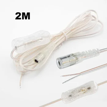 2M Line DC 12V Kábel Mužov a Žien Napájací Kábel pre 304 LED Lampa Pásy Svetla, Zapnutie, Vypnutie Tlačidlo 5.5x2.1 mm Konektor