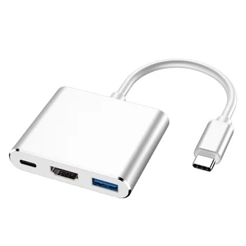 3 v 1 Typ C Na kompatibilný s HDMI USB 3.0 Nabíjací Adaptér USB-C 3.1 Rozbočovač pre Mac Air Pro Huawei Mate10 Samsung S8 Plus