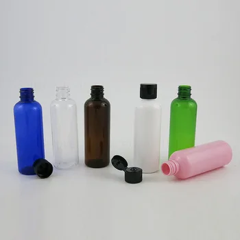 30 x 100 ml Jasná Modrá Žltá Zelená Biela Ružová Flip Top Spp Naplniteľné Fľaša na Vzorky Prázdneho Kontajnera make-up Tekutý Kozmetické Ampulka