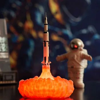 3D tlač rocket svetlá Saturn darčeky LED Nočné Osvetlenie, USB Nabíjateľné Priestor, písací Stôl Lampy Na Vianoce Narodeniny deti Darček