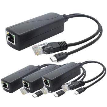 4-Pack 5V PoE Splitter, 48V 5V 2.4 A Adaptér s Micro-USB Konektor, pre IP Kamery,Tablety,pre Raspberry Pi a Viac