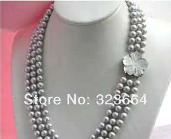 AAA 9-10 mm pramene tahitian sivý perlový náhrdelník 17-19