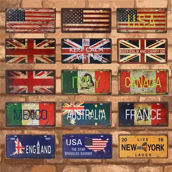 Bar Dekorácie Vlajkou Krajiny+Meno špz Tin Prihlásiť Vintage Kovové Prihlásiť Domova Maľovanie Plakety Plagát 15x30CM C12