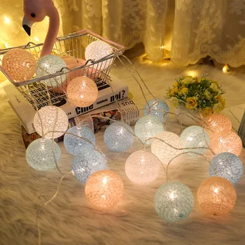 Batéria Colorfull Bavlna Garland LED Vianočné Gule String Dovolenku Svetlá pre Domáce Dekorácie, Svadobné Víla Spálňa Decor