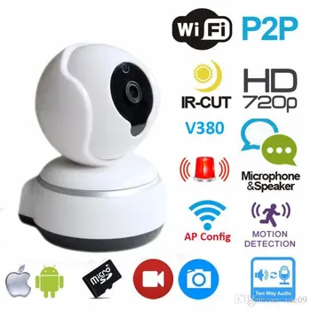 Bezdrôtová Wifi IP Kamera CCTV Bezpečnostné Kamery na Nočné Videnie Phone Control IR Kamera, Podpora TF Kariet, HD 720P