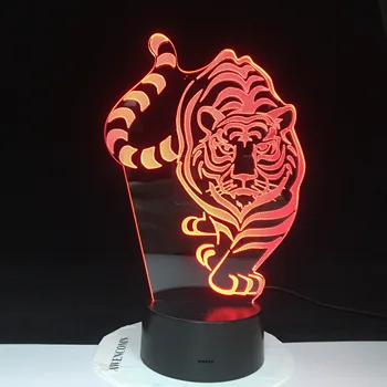 Chôdza Tiger LED Nočné Svetlo 3D Lampa Lampara Diaľkový Dotykový Senzor Kontroly Dieťa Dieťa Dieťa Darček Domova Novinka Osvetlenie 3368