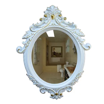 Dekoratívne Oválne Nástenné Zrkadlo, Biely Drevený Rám pre Kúpeľne, Spálne, Príborníky, a Starožitné Princezná Dekor