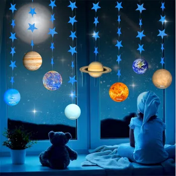 Dieťa Sprcha Dekorácie Osem Planét Banner Vesmíru Galaxy Systém Tému Garland Narodeninovej Party Dekorácie Dodávky