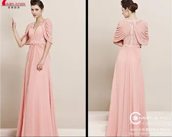 doprava zadarmo nové módne 2018 vestido de festa bežné spp rukáv formálne šaty ružovej čipky dlho, party, ples šaty bridesmaid
