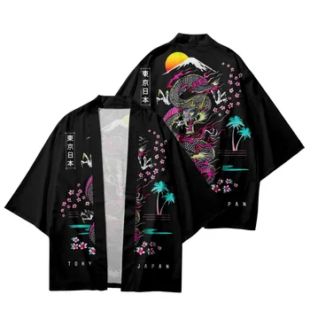 Dragon Japonské Tokio Vytlačené Cosplay Cardigan Haori Pláži Yukata Streetwear Tradičné Kimono Ženy, Mužov Košele