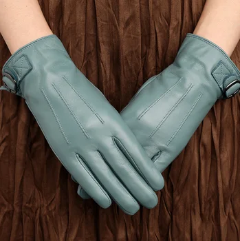 Dámske jesenné zimné zahustiť teplé originálne kožené rukavice lady prírodná koža breif slim zimné vodičské rukavice R3464