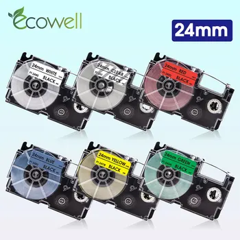 Ecowell Multicolors Kompatibilný pre Casio XR-24WE XR-24X XR-24RD XR-24BU XR-24YW XR-24GN 24 mm označenie páskou pre Casio EZ Label Maker