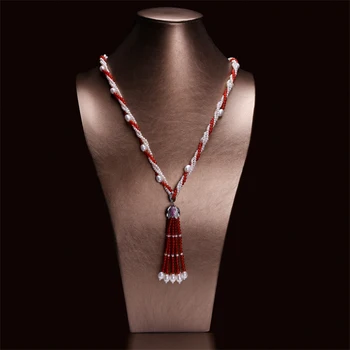 Elegantné Strapec Prívesok Náhrdelník Šperky 100% Sladkovodná Perla Dlhý Náhrdelník Jewellry Pre Ženy
