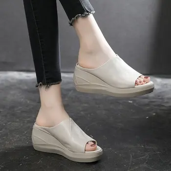 Fishbill sklon náklon sandále 2022 nové zahraničného obchodu topánky dámske hrubé soled bežné otvorené prst priedušné topánky dámske