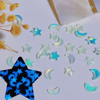 Fluorescenčné Crystal Hviezdy, Mesiac, Svetelný Nail Art Charms Nechtov, 3D Nail Art Decoration Manikúra Príslušenstvo Telefón Prípade Materiálov