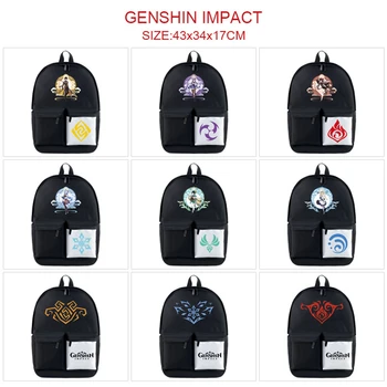 Genshin Vplyv Unisex Batoh Dospievajúci Študent Tlač Bookbag Zips Packsack Cartoon Aktovka Cestovná Taška Na Prenosný Počítač Nylon Batohu