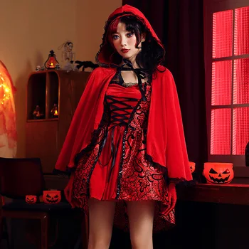 Halloween Little Red Riding Hood Kostým Žien Novinka Kostým Rozprávky Cosplay Fáze Výkonu Šaty