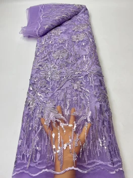 High-End Luxusný francúzsky Výšivky Ženícha Čipky Textílie Afriky Nigérijský S Flitrami Textílie Pre Svadobné Šaty JJ 9883