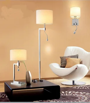 Jednoduché textílie podlahu tienidlo lampy Moderný minimalistický nástenné a stolové svetlo ocele lampa LED obývacej izby, spálne, hotelové izby svetlo FG522