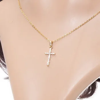 Kórejský módne vykladané zirkón náhrdelník žena kríž náhrdelník módne micro-intarzované náhrdelník žena medi náhrdelník