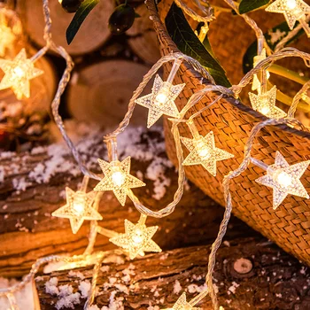 LED Star Light String Ligotať Girlandy Batérie USB Lampa Dovolenku Nový Rok Vianočné Ozdoby pre Domáce Vnútorné Rozprávkových Svetiel