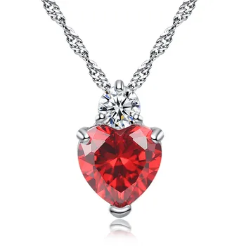 New horúce predaj Úprimným Srdcom dizajn Garnet Red Crystal Zirkón Náhrdelník pre dámy Vianoce, Narodeniny, Party Darček