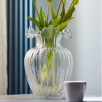 Nordic Štýl Jednoduché a Kreatívne Modrá Farba Transparentné Sklenené Vázy, Dekorácie Kvet Usporiadanie Hydroponické Kvet