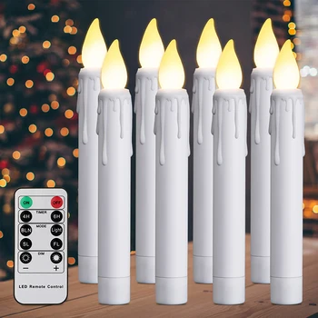 Nové LED sviečkach Blikanie Plameň Napájaný z Batérií S Časovač, Diaľkové Ovládanie Falošné Sviečka Pre Domova Svadobné Sviečky Biela
