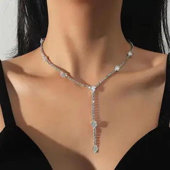 Nové módne dlhý Strapec Náhrdelník svieti Drahokamu Náhrdelník žien Zirkón Náhrdelník vyhlásenie žien náhrdelník krištáľové šperky