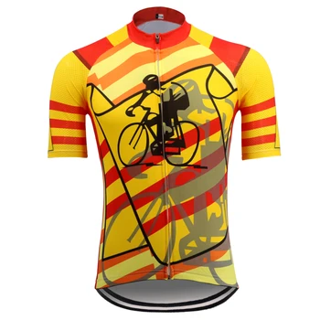 NOVÉ žlté cyklistika dres Ropa ciclismo mužov Krátky rukáv tím cyklistické oblečenie Priedušný Cyklistický topy mtb jersey