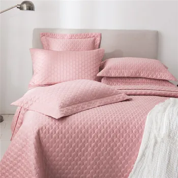 Prešívaná Deka Prehoz & Posteľ Kryt Nastaviť Stitched Vzor jednofarebné zo 100% Bavlny prehoz cez posteľ obliečky nastaviť