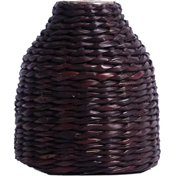 Ručné Slamy Tkané Mini Keramická Váza Japonský Retro Malé Hydroponické Kameniny Váza Zen Domáce Dekorácie Ratan Kvet Držiteľ