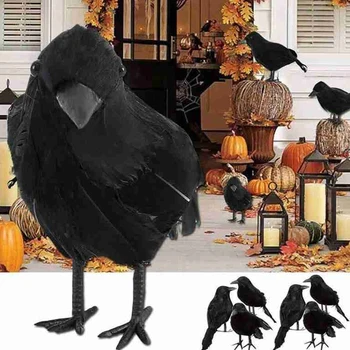 Simulácia Black Crow Animal Model Umelé Vrana Čierna Prop Halloween 14*10 CM Pierko Články Black Crow