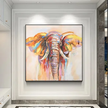 Slon Maľovanie ručne maľované Moderné Slon olejomaľba na Plátne Plagáty Cuadros Wall Art Obrázky Pre Obývacia Izba Č Rám