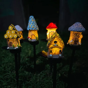 Solárne živice cartoon dom zemi plug svetlá vonkajšie vodotesný LED svetlá záhradný dekoratívny trávnik krajiny svetlá