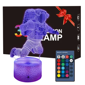 Spaceman 3D Nočné Svetlo Ilúziu, Nočná Lampa s Diaľkovým & Smart Touch 16 Farby Narodeniny, Vianoce, Darčeky pre Deti, Chlapci Dievčatá